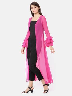 Pink plain polyester women-jackets 2