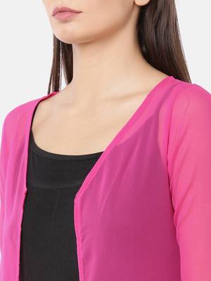 Pink plain polyester women-jackets 4