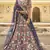 Navy blue thread with Sequins embroidered net semi stitched wedding lehenga