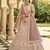 Peach thread embroidered crepe semi stitched lehenga