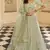 Pista green gota embroidered crepe semi stitched lehenga