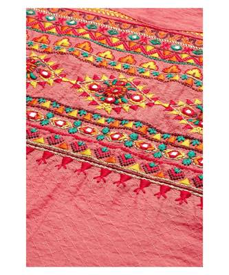 Peach-Coloured Hand Embroidered Kurta with Trousers & Bandhani Dupatta 5