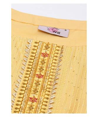 Women Yellow Ethnic Motifs Pure Silk Crochet Work Kurta with Trousers & Dupatta 5