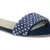 Flat Slides in Suede with Beaded Straps in Blue