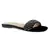 Flat Slides in Suede with Beaded Straps in Black