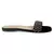 Flat Slides in Suede with Beaded Straps in Black