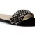 Flat Slides in Suede with Beaded Straps in Black