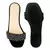 Flat Slides in Suede with Beaded Straps in Black