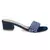 Block Heeled Slides in Suede with Beaded Straps in Blue