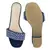 Block Heeled Slides in Suede with Beaded Straps in Blue