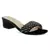 Block Heeled Slides in Suede with Beaded Straps in Black