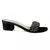 Block Heeled Slides in Suede with Beaded Straps in Black