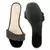 Block Heeled Slides in Suede with Beaded Straps in Black