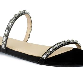 Classic Embellished Flat Slides in Black 4