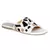 Beaded Satin Strap Flat Slides in White