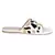 Beaded Satin Strap Flat Slides in White