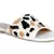 Beaded Satin Strap Flat Slides in White