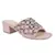 Embellished Broad Strap Block Heeled Slides in Blush