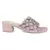 Embellished Broad Strap Block Heeled Slides in Blush