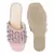 Embellished Broad Strap Flat Slides in Blush