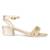 Handcrafted Studded Block Heeled Sandals in Gold