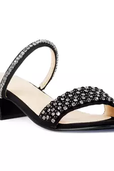 Handcrafted Embellished Sandals in Black