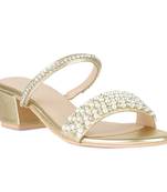 Handcrafted Embellished Sandals in Gold