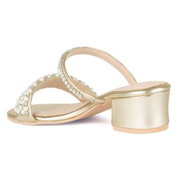 Handcrafted Embellished Sandals in Gold 3