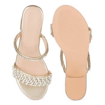 Handcrafted Embellished Sandals in Gold 5