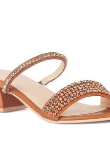 Handcrafted Embellished Sandals in Tan