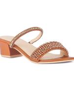 Handcrafted Embellished Sandals in Tan