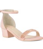 Blush Crystal Lined Slingback Block Heel Sandal