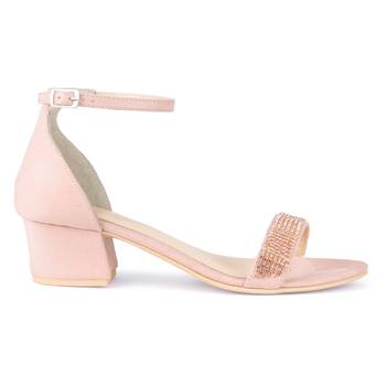 Blush Crystal Lined Slingback Block Heel Sandal 2