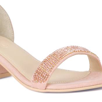 Blush Crystal Lined Slingback Block Heel Sandal 4