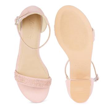 Blush Crystal Lined Slingback Block Heel Sandal 5