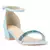 Blue Crystal Lined Slingback Block Heel Sandal