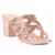 Pink Shiny Stud Handcrafted Block Heeled Satin Sandals