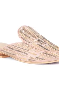 Pink Satin Embellished Handcrafted Mules