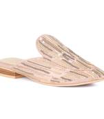 Pink Satin Embellished Handcrafted Mules