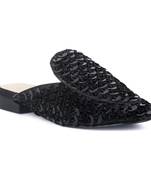 Black Sequin Embellished Handcrafted Mules