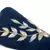 Navy Leaf Embroidered Suede Mules