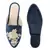 Navy Embroidered Patch Suede Mules