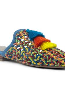 Colorful Handwoven Flat Mules With Tassels
