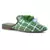 Green Woven Flat Mules With Tassels