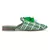 Green Woven Flat Mules With Tassels