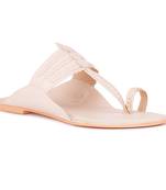 Handcrafted Beige Cut Work Kolhapuri Flats
