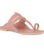Handcrafted Blush Cut Work Kolhapuri Flats