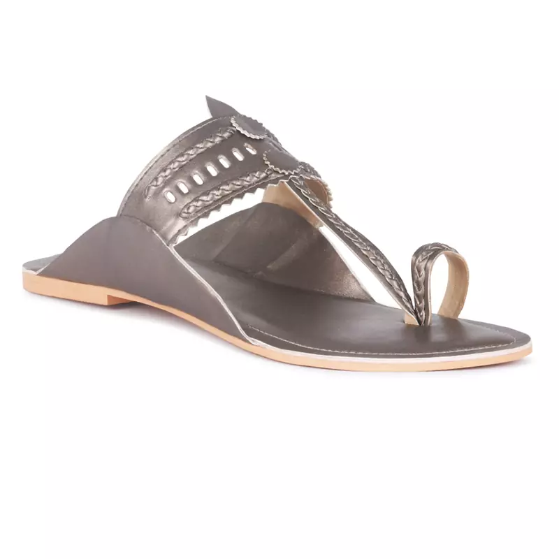 Handcrafted Bronze Cut Work Kolhapuri Flats
