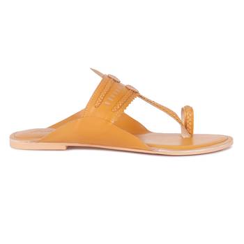 Handcrafted Mustard Cut Work Kolhapuri Flats 2
