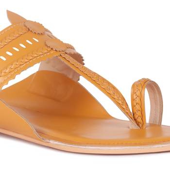 Handcrafted Mustard Cut Work Kolhapuri Flats 4